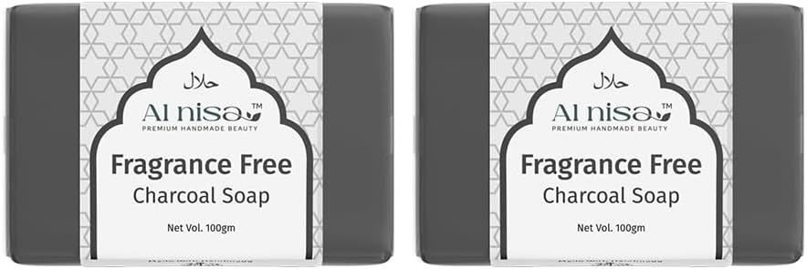 Alnisa No fragrance activated Charcoal handmade Soap for hajj & umrah, hajj and umrah accessories, 100% Natural, Set of 2