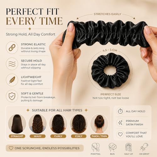 Image of Atrube's Silk satin scrunchy for women | Hairbands for women, girls pack of 3 Standard size