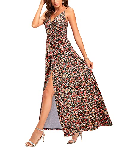 Image of Newshows Women's 2026 Lightweight Summer Wedding Guest Beach Vacation Casual V Neck Split Flowy Maxi Dress