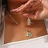 JT2D Colorful Tarot Cards Symbolic Necklaces, Sun and Moon Pendant,18k Gold Plated Stainless Steel Square Colorful Enamel Tarot Cards Pendant Necklace Jewelry for Women Men (The Moon) #1