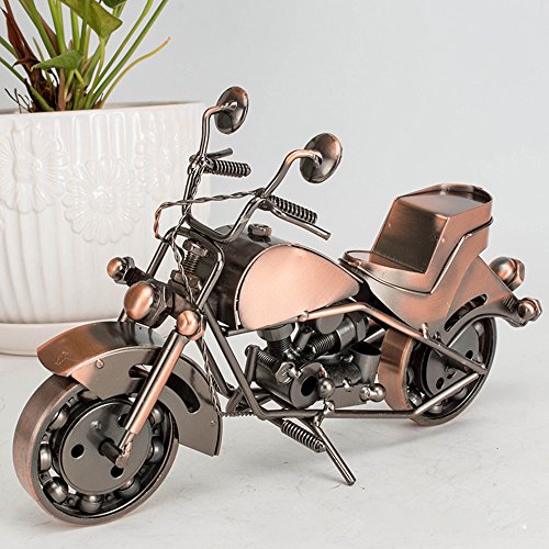 Cygoshop Escultura de hierro hecha a mano, diseño de motocicleta, 26*9*15cm