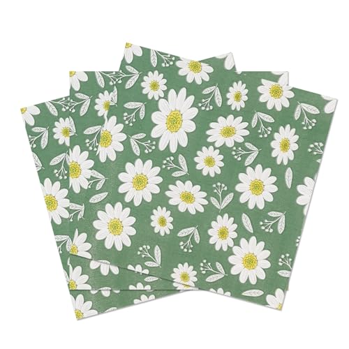 Zelten 2-Ply 20 Count Colored Paper Napkins Shabby Chic Napkins for Wedding Dinner Tea Party Decoration Daisy