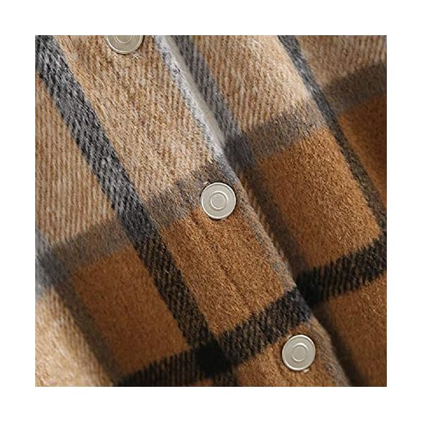 Womens-Casual-Flannel-Wool-Blend-Plaid-Lapel-Button-Down-Long-Sleeve-Shacket-Jacket-Coat-Winter-Loose-Oversize-Shirts BOUTIKOME Womens Plaid Shacket Button Down Long Sleeve Shirt Coat Fall Winter Flannel Jacket Loose Shirts(Khaki, Medium)