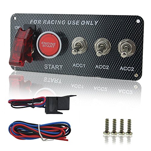 Welugnal DC 12V Ignition Switch Panel 5 in 1 Car Engine Start Push Button LED Toggle For Racing Car