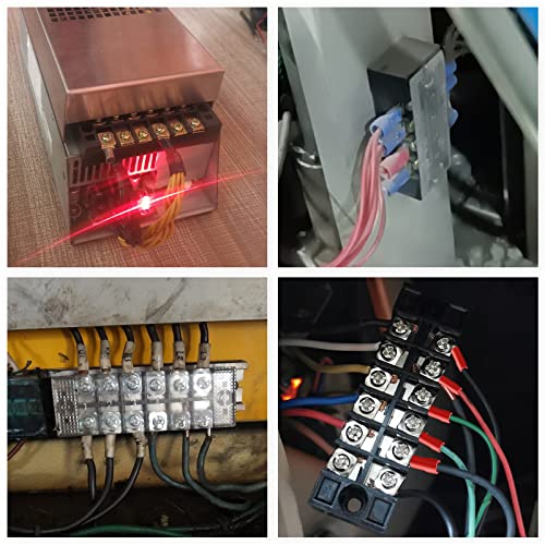 Qcqiang 8Pcs Terminal Block, 15A 12 Positions Dual Row Screw Terminal Strip Block With Cover + 70Pcs Insulated Fork Wire Connector + 16Pcs Insulated Terminals Barrier Strip, Black #TOP6