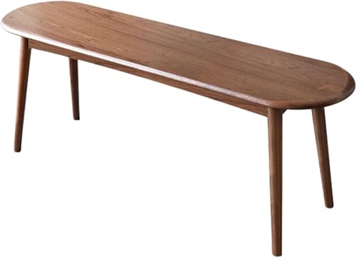 Wayshome Banco 100% de madera de roble macizo, diseño de superficie de silla con forma de baguette de esquina redondeada, banco de entrada, banco de