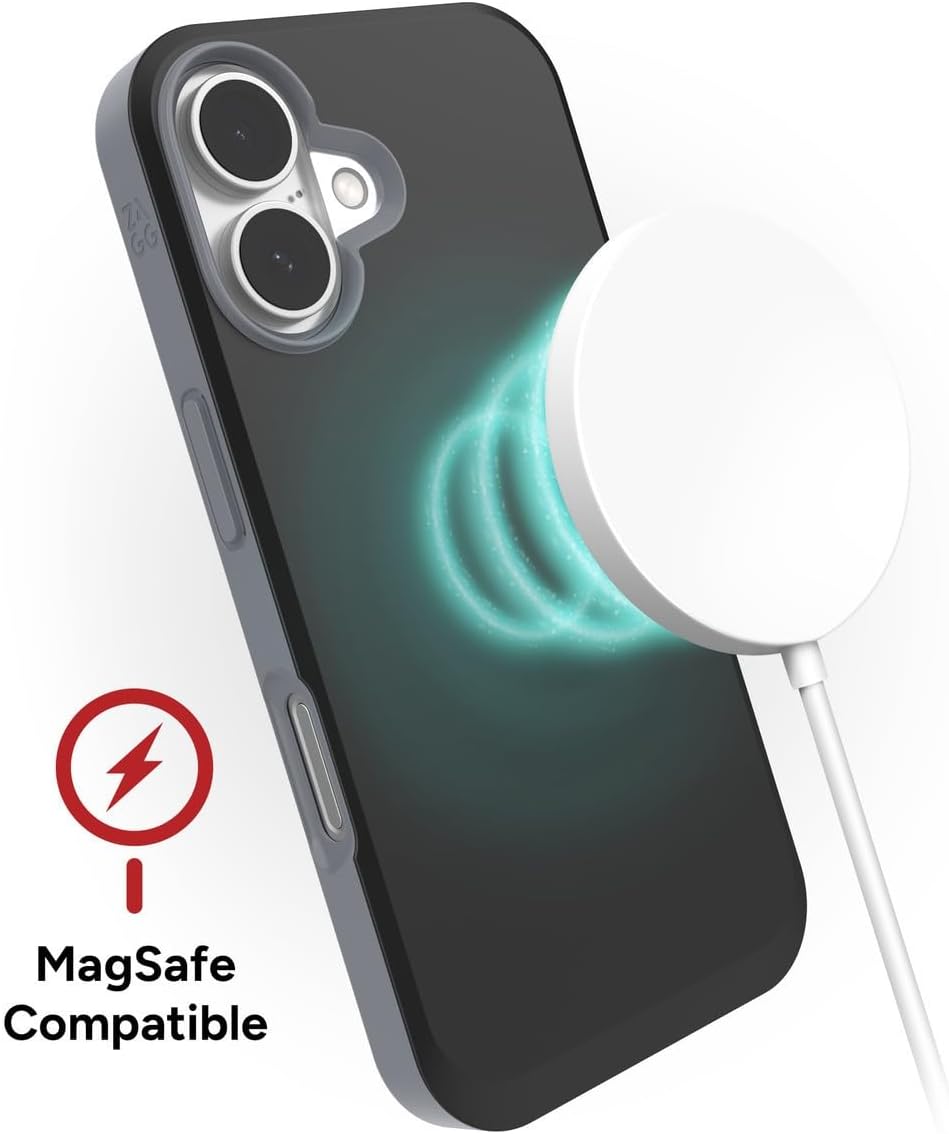 ZAGG SoHo Snap Case for iPhone 16 - MagSafe Compatible, 10ft Drop Protection, Graphene-Infused, Wireless Charging, Eco-Friendly, Two-Tone Design, Black - Image 4