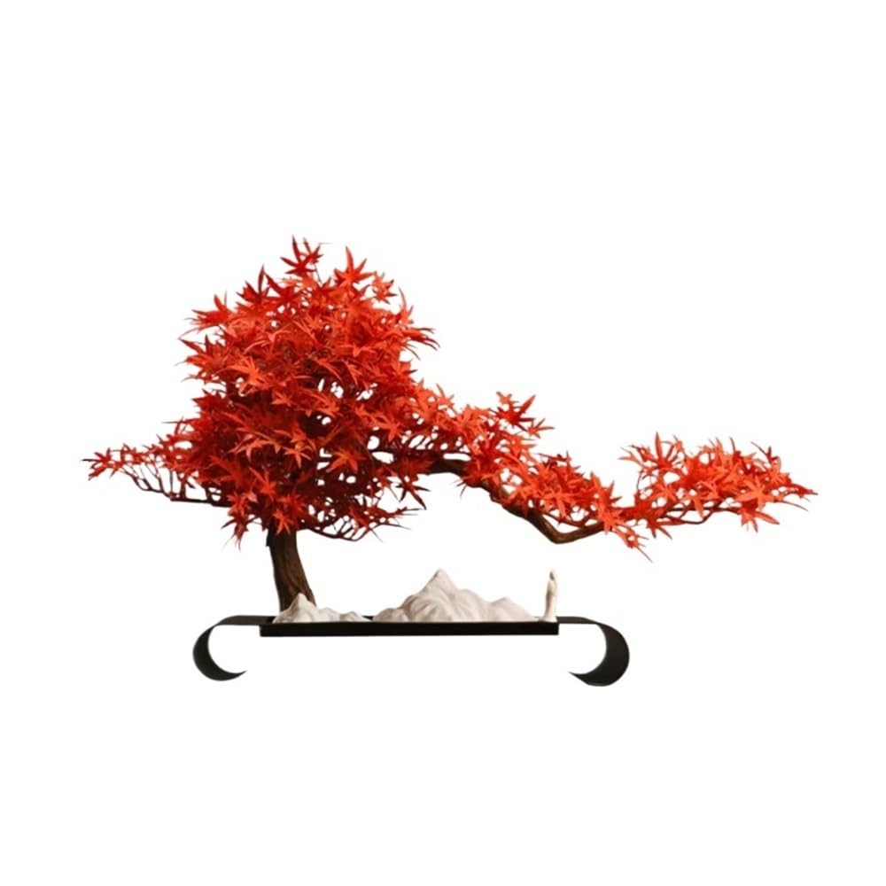 MYUYEE Artificial Bonsai Artificial Bonsai Tree Indoor Fake Red Maple Decor For Home Table Office Desk Bedroom Living Room