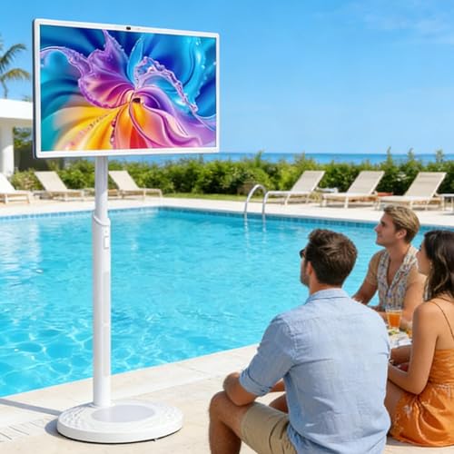 AityBuy Tableta Smart TV Portátil De 21.5/27/32 Pulgadas con Soporte con Ruedas, Pantalla Táctil 1080p, Android 13, 8+128 GB, Inalámbrica, con Ruedas Y Control Remoto. 32in(4k)