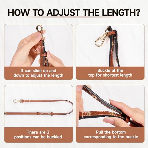 Image of Leather Purse Strap Replacement, Three-speed Adjustment Handbag Crossbody Shoulder Strap Kit for XSmall Tote Bag Women
