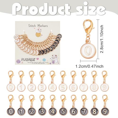 PLIGREAT 20 Pcs Cute Round Numbers Sign Stitch Markers Crochet Stitch Marker Knitting Locking Stitch Marker for DIY Christmas Gifts Weaving Sewing Quilting DIY Art Crafts Accessories Dreadlocks Decor - Image 2