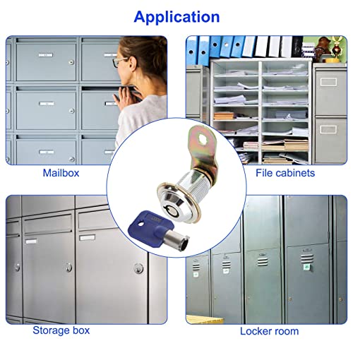 12 Pack Tubular Cam Lock Set 1-1/8 Inch Cylinder 90° Cabinet Cam Lock Secure Files Drawer Dresser Mailbox Rv, Keyed Alike Removable Key Fits On 7/8" Max Panel Thickness, Chrome-Finish Zinc Alloy #TOP6