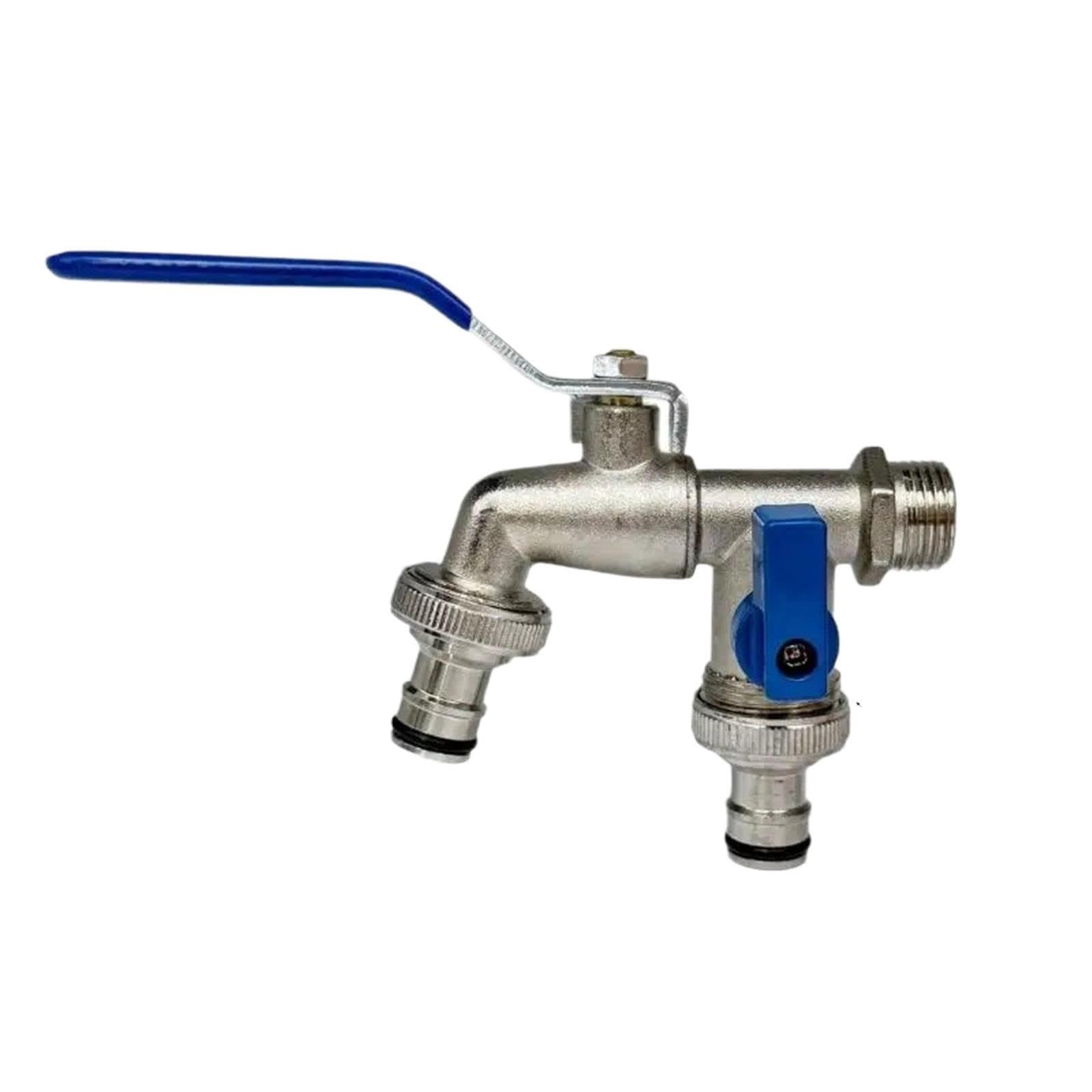 Adattatore for Serbatoio IBC Connettore for Tubo da Giardino da 1/2 3/4 Pollici 2 uscite(Blu)