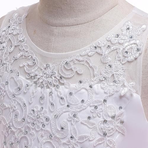 Girls Princess Dress Junior Bridesmaid Dresses Teen Girl Pearls Flower Embroidered Mesh Wedding Party Dresses3