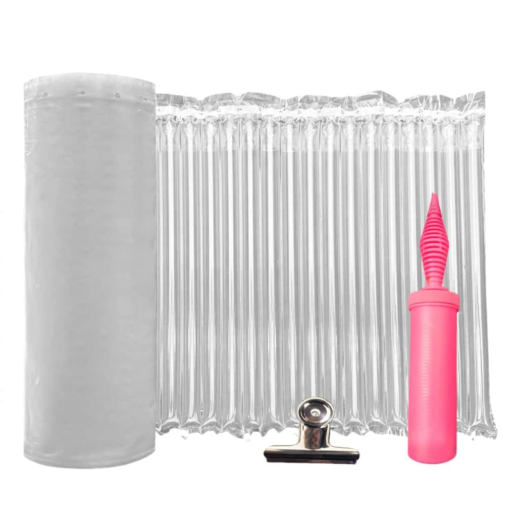 Jarler Bubble Cushioning Wrap - 13.8 Inch x 164ft Inflatable Bubble Column Wrap Roll With Free Pump, Air Pillow for Heavy Duty Packing Shipping Moving Supplies