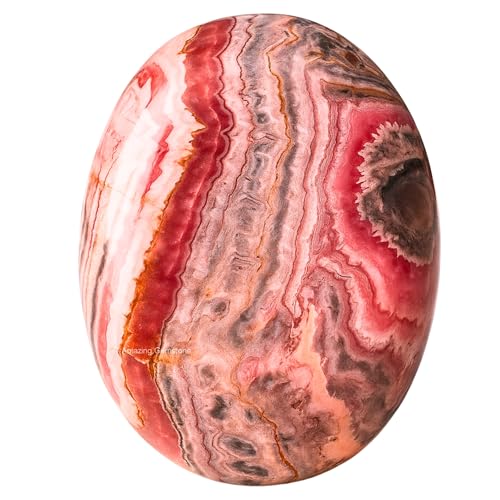 Image of Amazing Gemstone Rhodochrosite Crystals and Healing Stones - Large Palm Stone Crystals Piedra - Crystal for Good Luck,Balanced Positive Energy,Meditation - Unique Stocking Stuffers and Birthday Gift