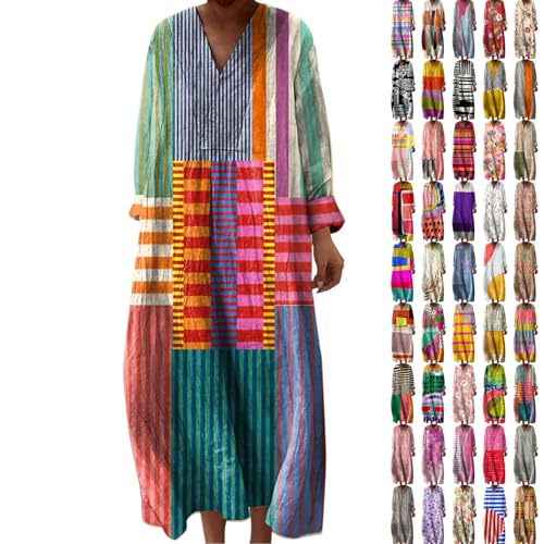 Maxikleider Damen Sommer, Blusenkleid Damen Sommer, Strandkleid Lang Maxikleider V Ausschnitt Sommerkleider Leicht Und Luftig Boho Kleid Elegante...