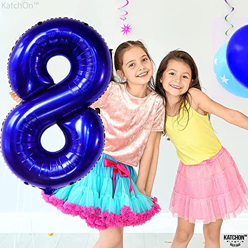 Image of KatchOn Navy Blue Number 8 Balloon 40 Inch, 8th Birthday Decorations Boy