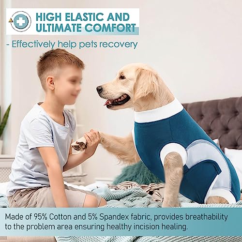 Image of AOFITEE Dog Surgery Recovery Suit, Dog Onesie for Surgery, Soft Cotton Dog Recovery Suit with Zipper & Pee Hole, Substitute E-Collar & Cone, Surgery Recovery Shirt for Female Dogs Cats Spayed