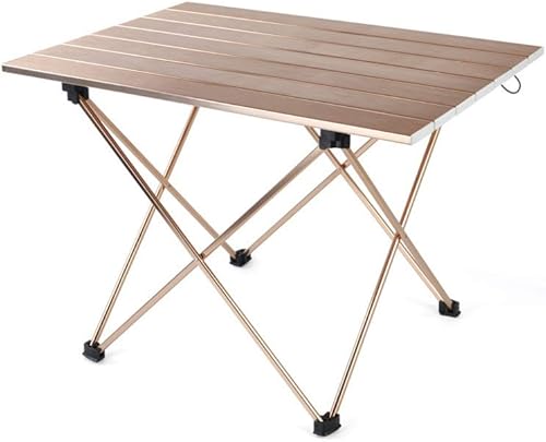 WXBDD - Mesa portátil simple de aleación de aluminio para acampar al aire libre mesa plegable marrón claro mesa de pícnic muebles al aire libre