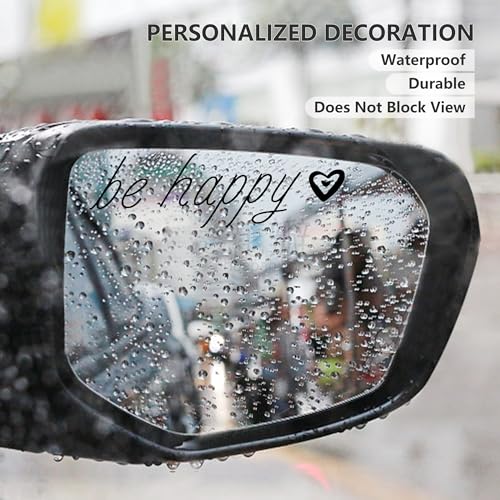 Image of 3pcs Be Happy Mirror Sticker Waterproof Durable Rear View Mirror Sticker | Vinyl Car Stickers And Decals for Women Men Car Window Decals Gifts for Couples, Parents, Graduates, And Friends
