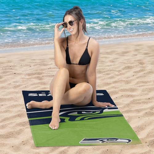 Image of Northwest NFL Seattle Seahawks Microfiber Beach Towel, 30 x 60 Inches - Quick Dry, Sand Resistant, Lightweight, Highly Absorbent, Incisor Design
