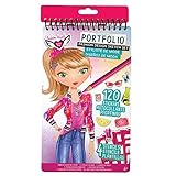 Fashion Angels Fashion Design Sketch Kit - Compact Portfolio Sketchbook for Girls, Fashion Coloring Book for Kids Ages 6+ and Up, Comes with Stencils and Stickers