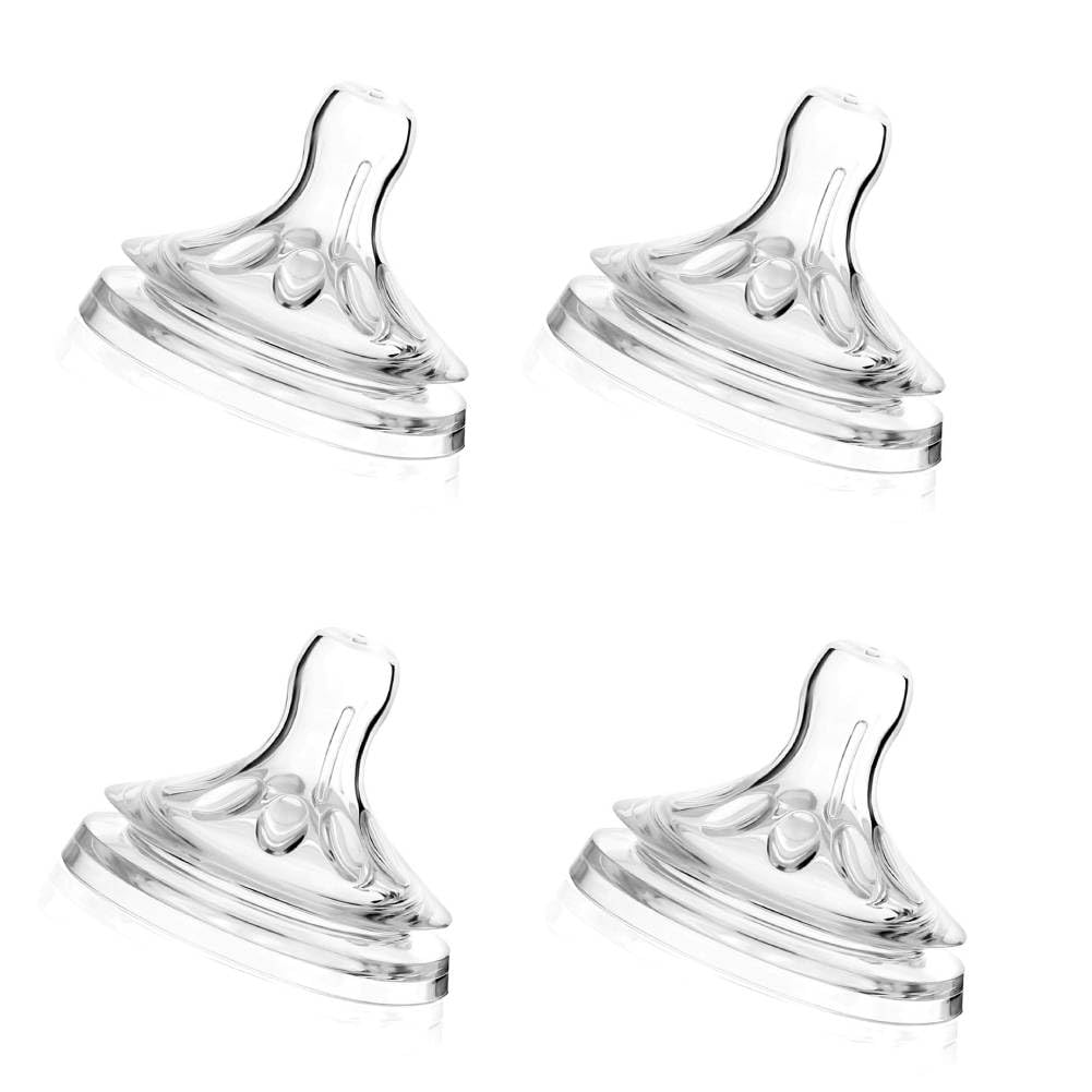 Baby Bottles Nipples,4 PCS Transparent Soft Silicone Baby Bottles Nipples for 6 to 12 Month Old Infant