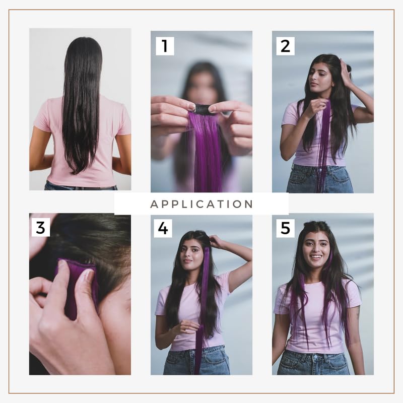 Hair Originals 100% Natural Human Hair Clip In Color Streaks (10 Inches, Pack of two, Natural Brown) 1