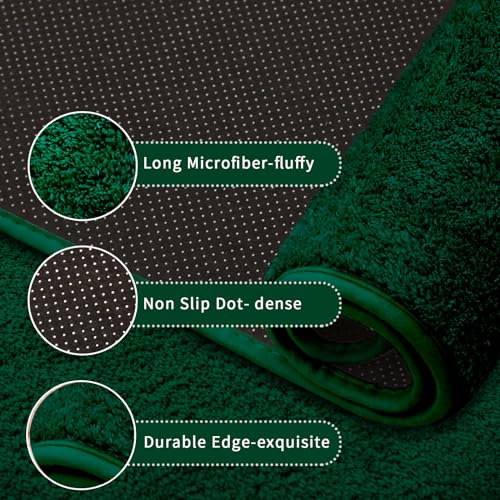 Rururug Bath Mat Sets 2 Piece Washable Microfiber Bathroom Mats New Point Plastic Non-slip Bottom Bath Rug and Toilet Mat Set (Green - Image 3
