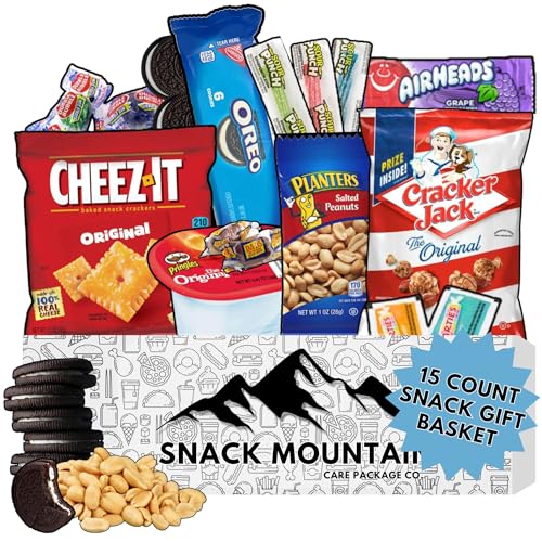 Snack Mountain Care Package Variety Snack Kit Gift Box Back to School Gift Basket Snack Food Gifts for Office Teens Ultimate Treat Box for Adults & Kids Variety Pack Candy Gift Basket Movie Night Bundle Set College Guys Girls