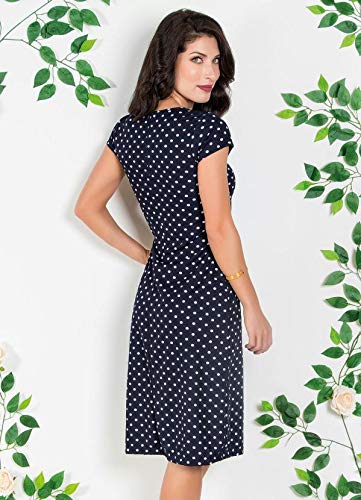 Vestido Moda Evangélica Midi De Festa Madrinha Manga Curta (Azul, P)