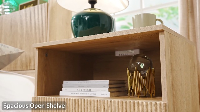 Amazon.com: Aitjunz Fluted Night Stand with Charging Station