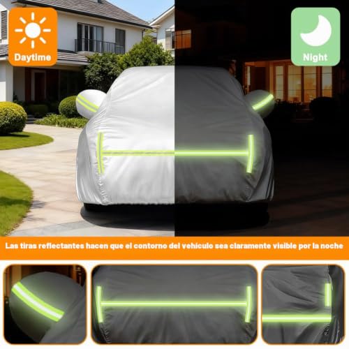 Funda de coche para sol al aire libre con forro de algodón y cremallera universal 5