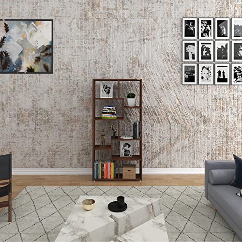 Image of Anikaa Petra Engineered Wood Bookshelf Storage /Book Cabinet /Book Rack, 6 Shelves (Walnut)