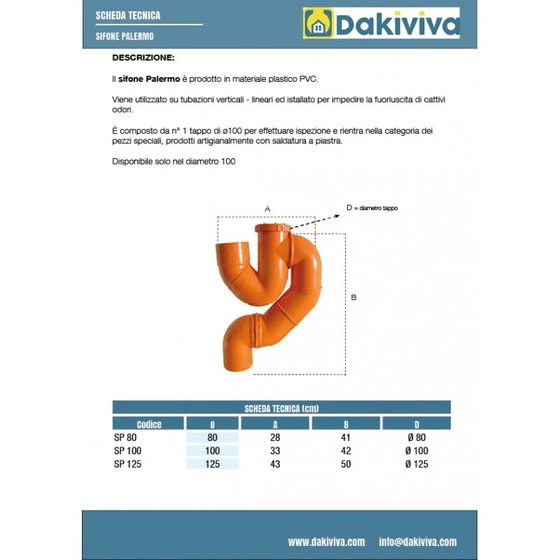 Sifone palermo in pvc - Diametro 100
