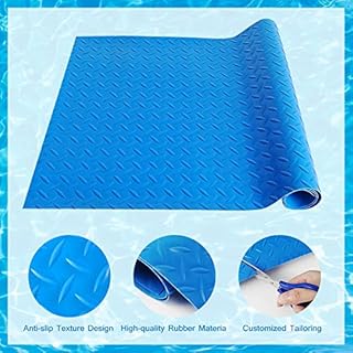 Large Swimming Pool Ladder Mat, 17"x38" Protective Non-Slip Pool Step Pad with Texture，Protective Ladder Pad for Above Ground Swimming Pools Liner and Stairs (Blue)