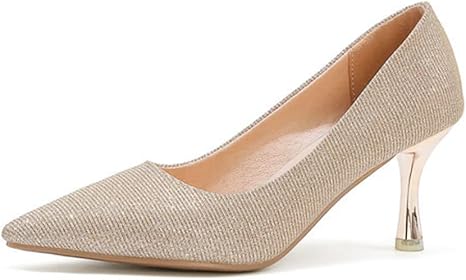 Amazon.com: Tacones de aguja para mujer, elegantes zapatos de tacón medio  con punta puntiaguda, zapatos de corte para mujer, vestido completo,  dorado, talla 37 : Ropa, Zapatos y Joyería