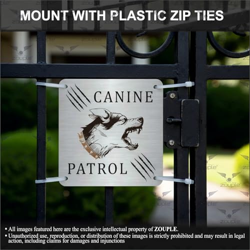 Image of Beware of Dog Sign, Canine Dobermann, 6x6 Inch, Durable Steel, Dual Mount