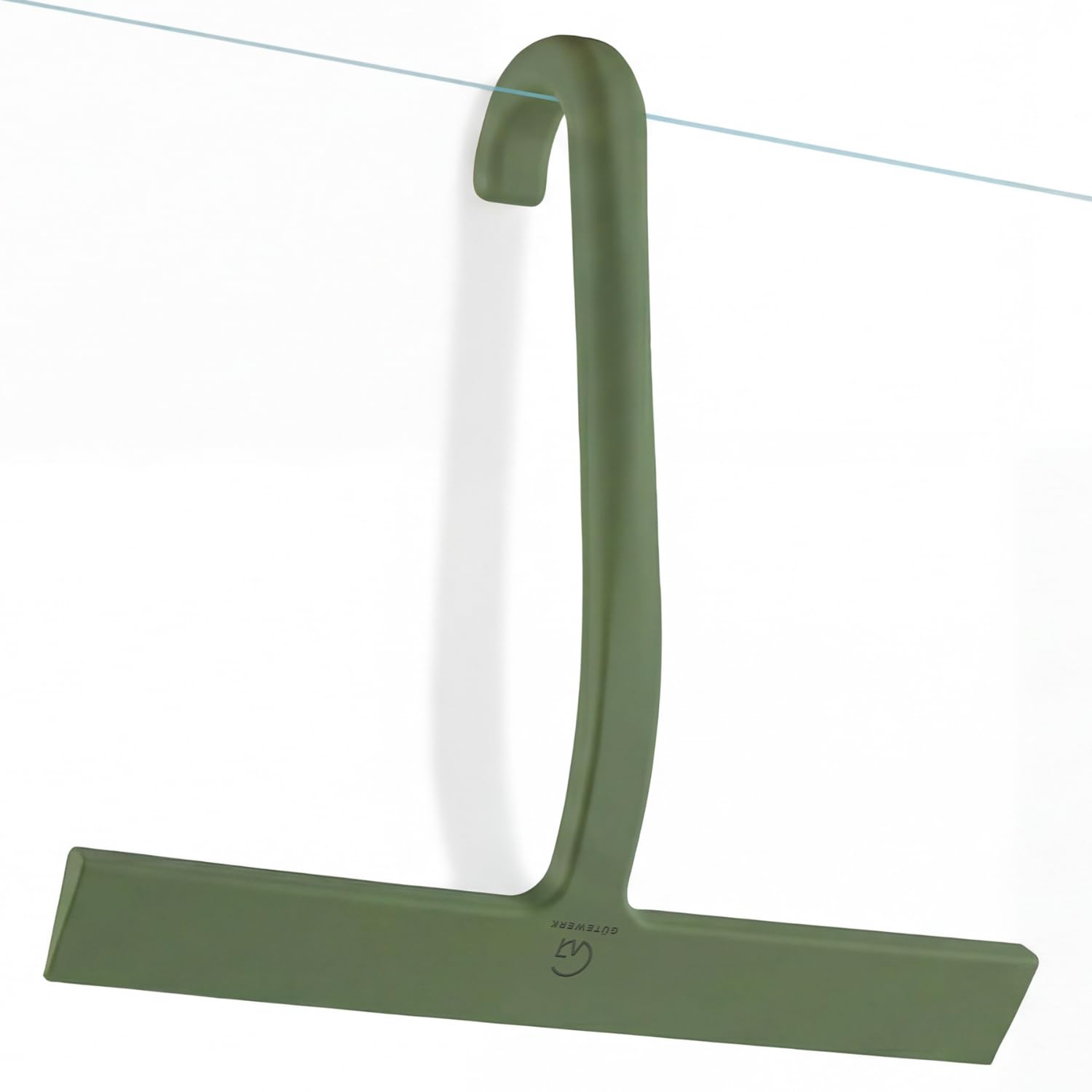 GÜTEWERK Shower Squeegee for Glass Doors, 10" Green with No-Drill J-Hook