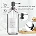 Duvein 2 Pack Clear Glass Soap Dispenser Refillable Bottles with Bamboo Tray for Kitchen Bathroom Soap Hand Soap Lotion Conditioner Body Wash Shampoo Waterproof Labels-Clear Bottles+ Black Pumps