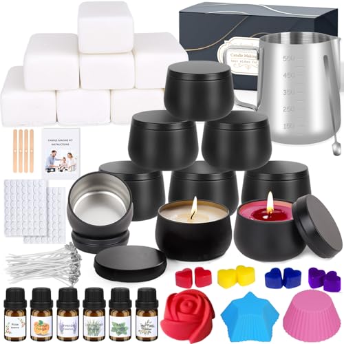 Aottom Kerzen Selber Machen Set, DIY Kerzenherstellung Zubehör Kit, 9 Duftkerzen Geschenk mit Einschließlich Kerzen Gießen Set,Dochte Aufkleber u Rührlöffel,6 Ätherisches Öl,Sojawachs 480g für Candle