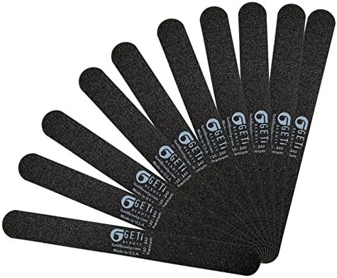 Nail File 120 grit / 240 grit | Natural,Gel or Acrylic | Washable and Reusable | Black Emery Cushion | 10-Pack by Geti Beauty | U.S.A. Made