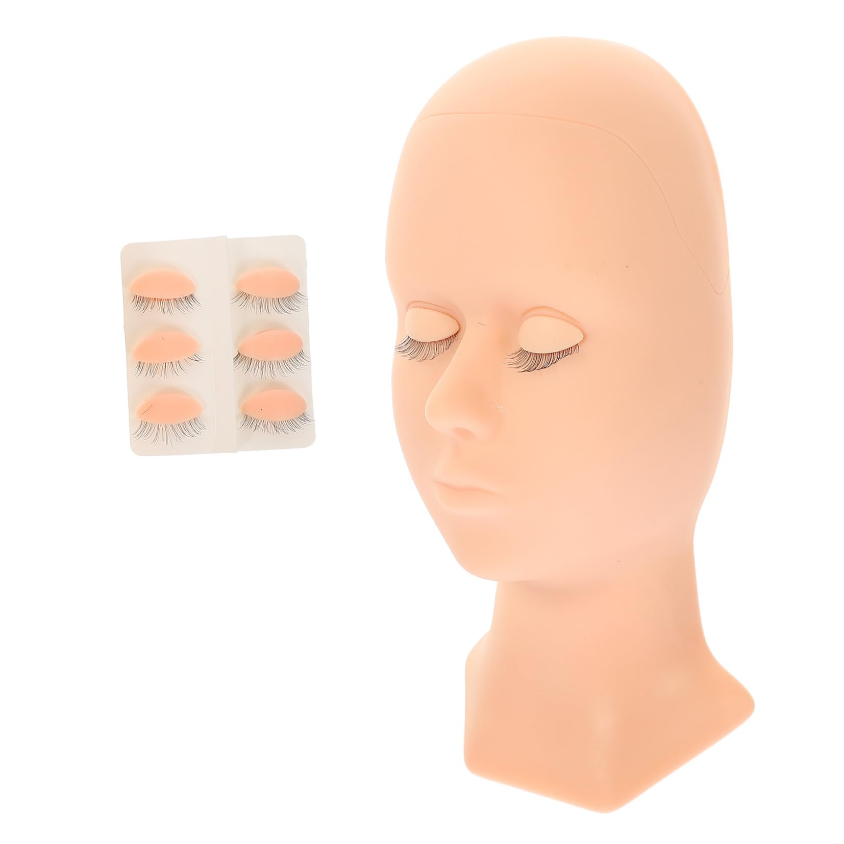 Lurrose Silikon Mannequinkopf mit Abnehmbarem Augenlid für Wimpernverlängerung und Abschlussstimmung Wiederverwendbarer Übungskopf aus Silikon für Make Up und Massage