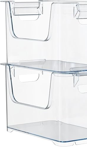 Miniatura 7 de Skywin Contenedores de almacenamiento transparentes (paquete de 4)  Contenedores transparentes para organizar alimentos de despensa, cocina y baño