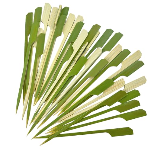 FCALIVV 150 Pcs 4.7 inch Green Bamboo Skewers for Appetizers, bamboo toothpicks, wooden toothpicks, cocktail toothpicks, cocktail picks, wooden skewers, skewer sticks, Optional sizes 3.5