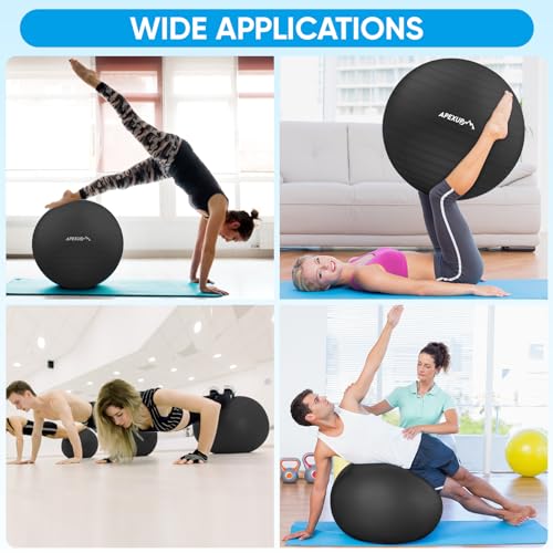 APEXUP Yoga Ball, 660 lbs Anti-Burst Exercise Ball with Pump, 5 Sizes | Anti-Burst, Anti-Slip, Strengthens Core, Improves Balance & Posture, Boosts Flexibility & Stability - image 9