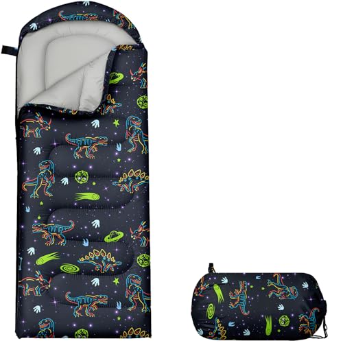 Butterfly Sleeping Bag para niñas, bolsa de dormir para niños para camping - ligera, impermeable, cálida, bolsas de camping portátiles con compresión para exteriores e interiores 3 temporadas (Butterfly) miniatura 1
