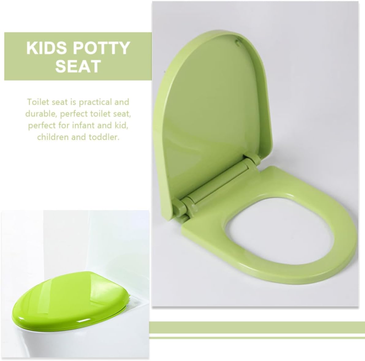 jojofuny Portable Potty Training Seat with Safe Pp Material, Easy to Store Light Green Toilet Seat Cushion for Potty Training and Travel