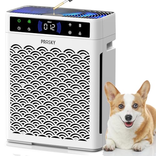 Air Purifiers for Home Large Room up to 3000sq.ft, PRASKY HEPA Air Purifier & with Activated Carbon for Office, Bedroom, Dorm Room, Kitchen